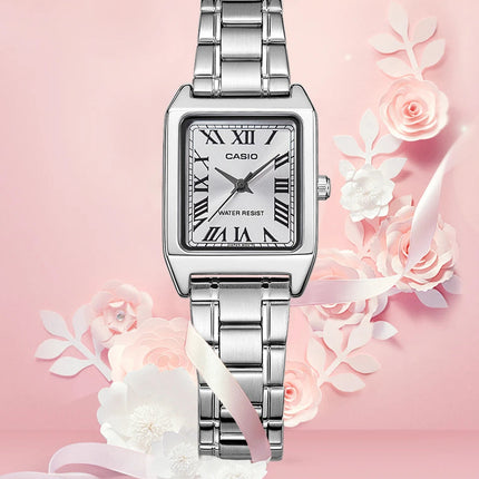 Orologio Casio da donna set di lusso delle migliori marche Orologio da donna al quarzo impermeabile 30 m Forma tonneau Acciaio inossidabile Ste reloj mujer LTP-V007D- platinumshop