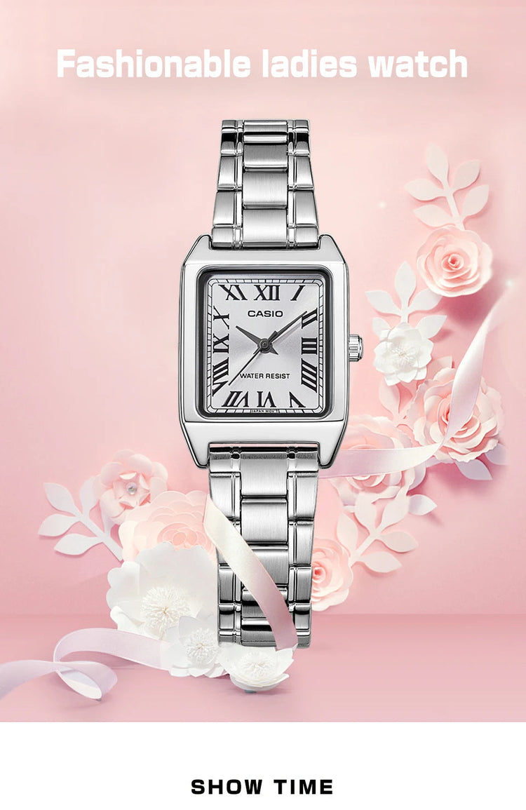 Orologio Casio da donna set di lusso delle migliori marche Orologio da donna al quarzo impermeabile 30 m Forma tonneau Acciaio inossidabile Ste reloj mujer LTP-V007D- platinumshop