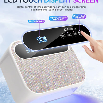 168W Rechargeable UV LED Nail Lamp Professional Dryer Cordless Gel Polish Drying Lamp For Manicure