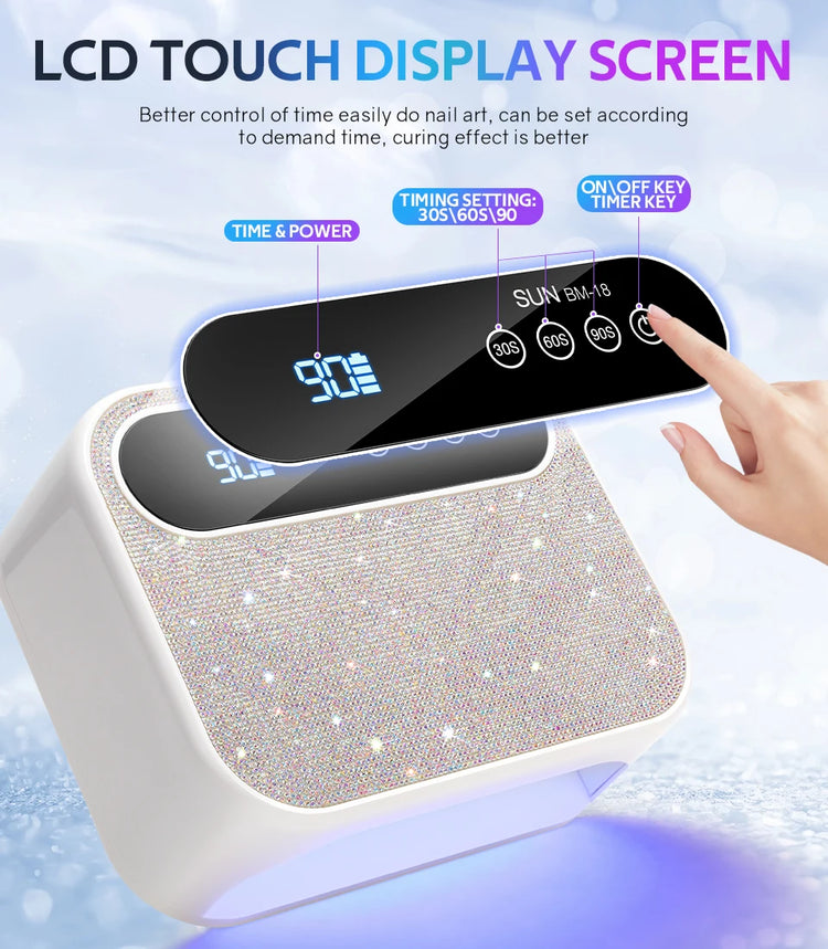 168W Rechargeable UV LED Nail Lamp Professional Dryer Cordless Gel Polish Drying Lamp For Manicure