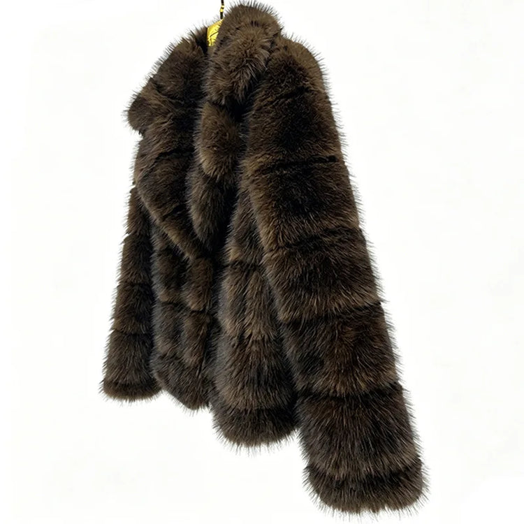 ZADORIN Luxury Woman Brown Mink Fur Coats Elegant Long Sleeve Fluffy Warm Faux Fur Coat Woman Loose Fur Jacket Winter Outerwears