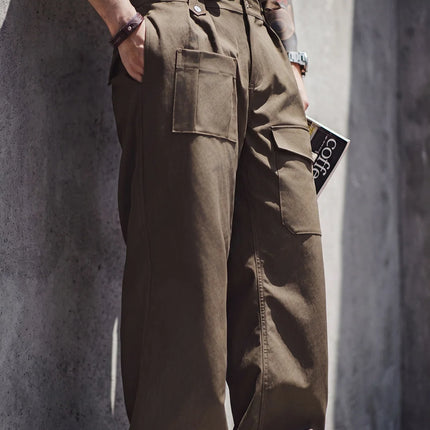 Maden P37 British Army Military Style Cargo Pants Mens Heavyweight Straight Multi Pocket Tactical Trousers Vintage Casual Autumn