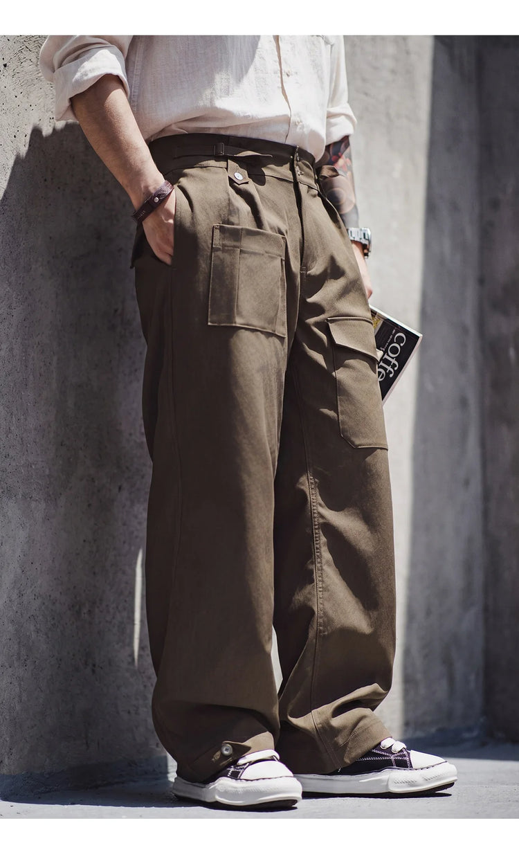 Maden P37 British Army Military Style Cargo Pants Mens Heavyweight Straight Multi Pocket Tactical Trousers Vintage Casual Autumn