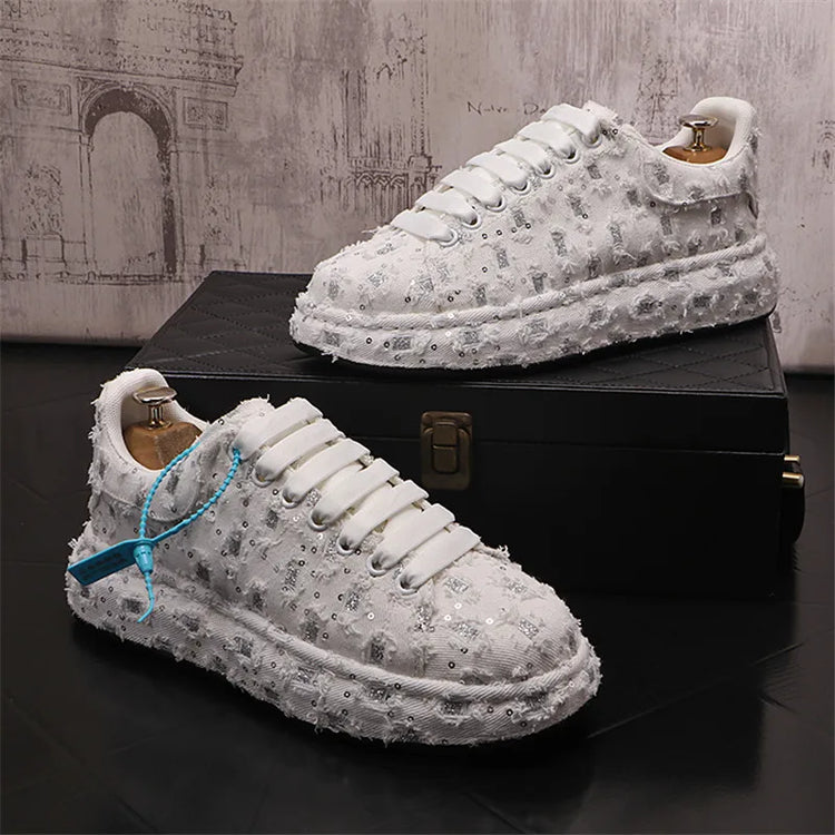 New Fashion Men Embroidery Canvas glitter Loafers Mens Casual Oxford Shoes Wedding Groom Driving Homecoming Business Footwear