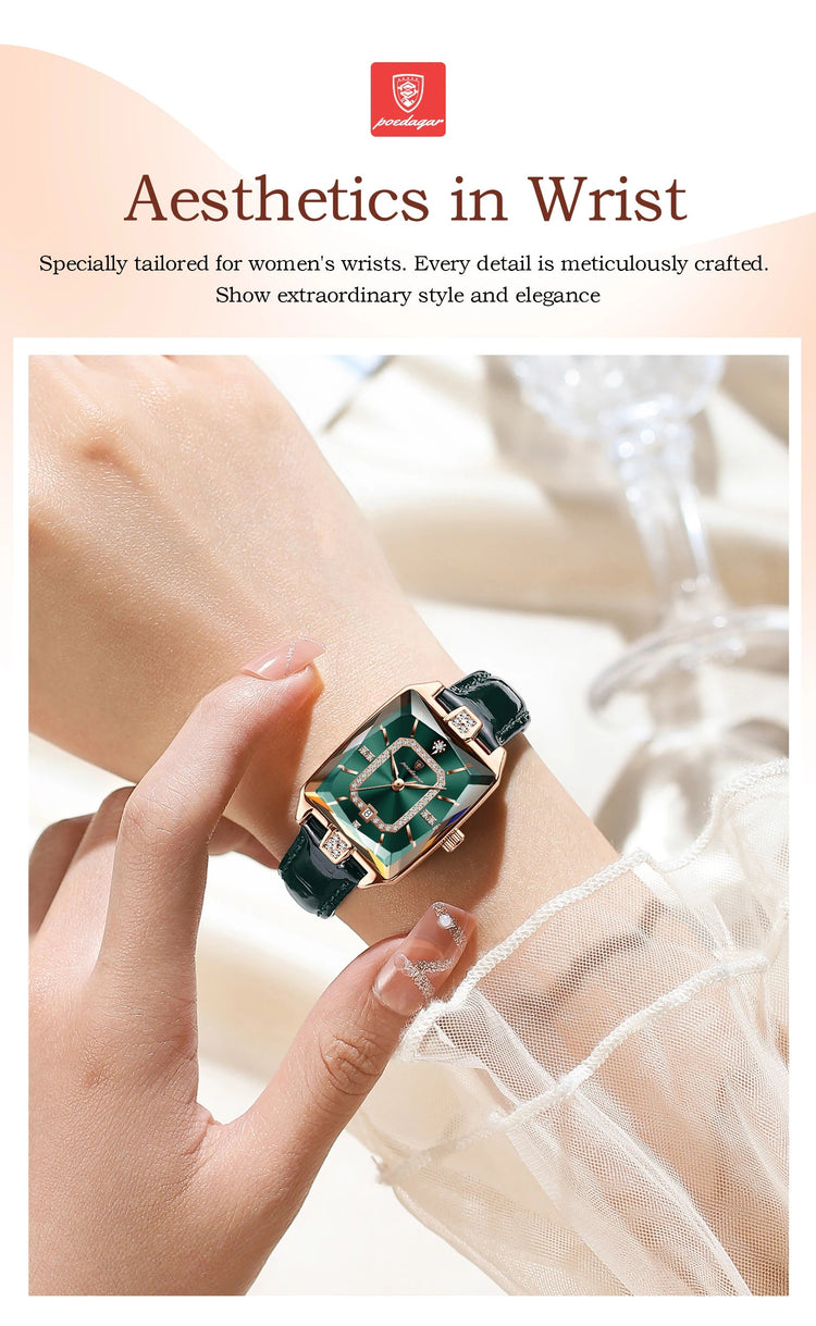 POEDAGAR Rettangolo Orologi da donna di lusso Impermeabile Data Orologio da donna in pelle Elegante orologio da polso da donna al quarzo moda Reloj regalo platinumshop