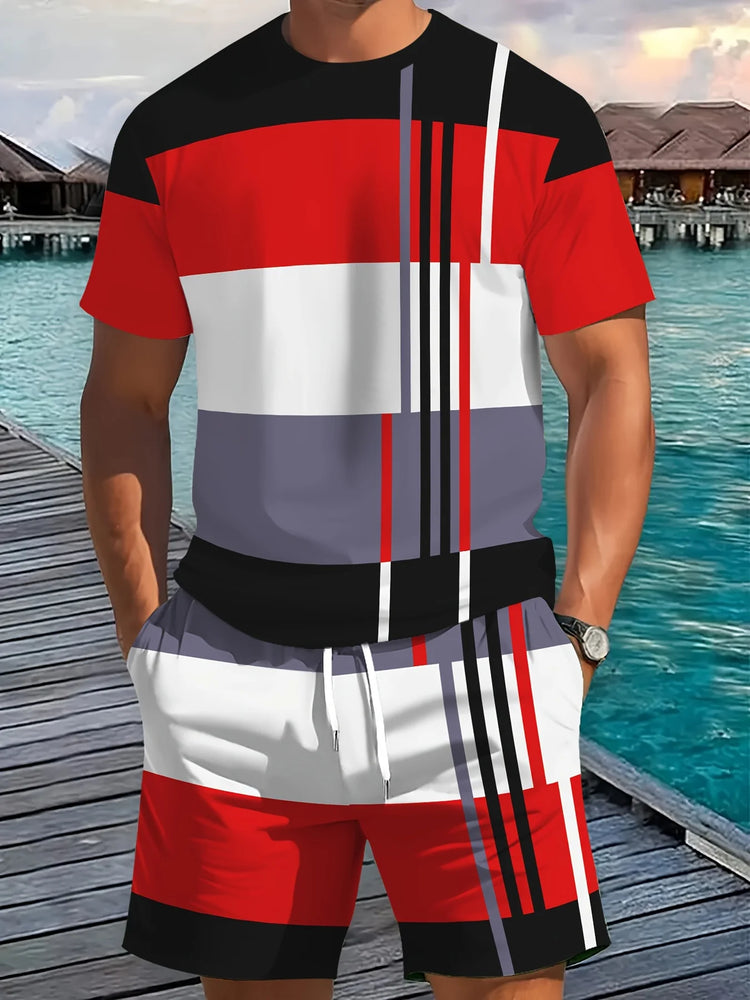 2026 Set da due pezzi casual da uomo di nuovo arrivo estivo 2026 Camicia a maniche corte con stampa