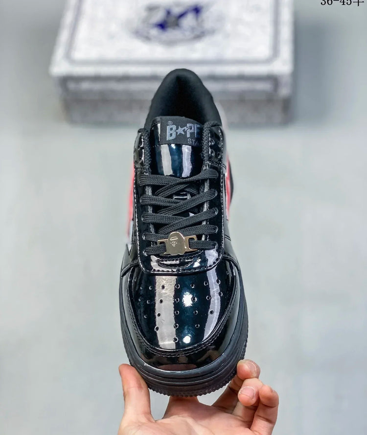 A BATHING APE Men All Black Shark BAPESTA Casual Plarfom Shoes Unisex Women Slip-Resistant Outdoor Soft Walking Sneakers