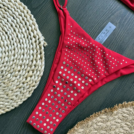 2025 Diamante Bikini Donne Sexy Costume Da Bagno A Fascia Biquini Push Up Costumi Da Bagno Femminile Lucido Costumi da Bagno Floreale Tuta Beachwear platinumshop