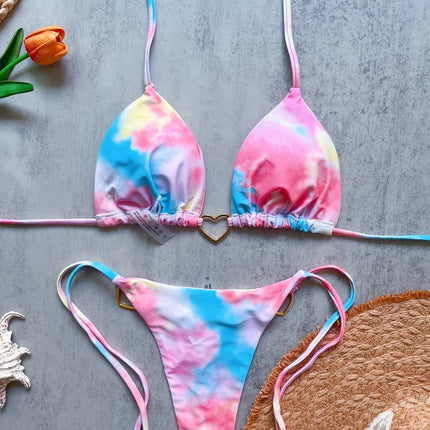 Nuovo bikini bianco a tinta unita da donna, costume da bagno alla moda con lacci a vita bassa, set due pezzi platinumshop