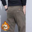 2025 New Winter Korean Thicken Men Pants Fleece Warm Casual Business Stretch Velvet Trousers Brand Plush Male Clothes Pants