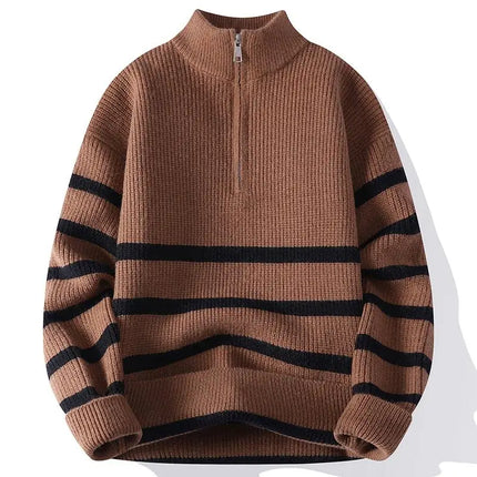 New Trendy Autumn and Winter Jacquard Pattern Pullover Sweater Casual Round Neck Color-Blocking Knit Men's Pullover
