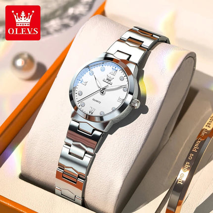 OLEVS Orologio da donna Elegante orologio al quarzo alla moda in acciaio inossidabile impermeabile luminoso da donna con confezione regalo Reloj 3735 platinumshop