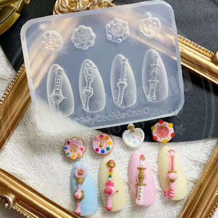 1pc Lace  Ice Cream  3D Acrylic Mold Tamagotchi Nail Art Decorations Candy Wing DIY Design Silicone  Nail Art  Nails  Mold