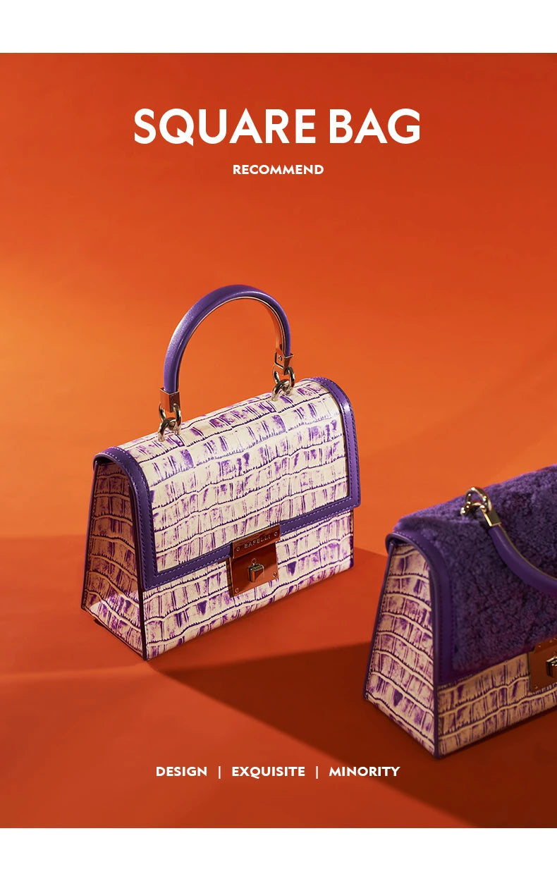 BAFELLI 2025 NUOVA BORSA DA DONNA MARCHIO DI Lusso K GOLD SERIES MODA VIOLA Borsa da sera Spalla Stile invernale Lana CASUALE
