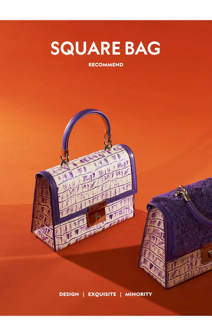 BAFELLI 2025 NUOVA BORSA DA DONNA MARCHIO DI Lusso K GOLD SERIES MODA VIOLA Borsa da sera Spalla Stile invernale Lana CASUALE