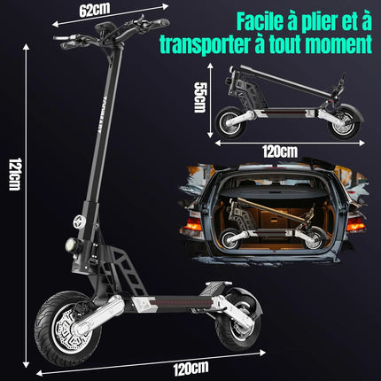 Scooter elettrici TODIMART G2, batteria 48 V 10,4 Ah, motore 500 W, pneumatici fuoristrada da 10 pollici, portata 40-45 km platinumshop