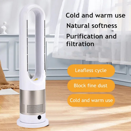 Ventilatore a torre elettrico senza lama con riscaldatore per condizionatore d'aria in piedi con raffreddamento ad aria fredda e calda con telecomando timer