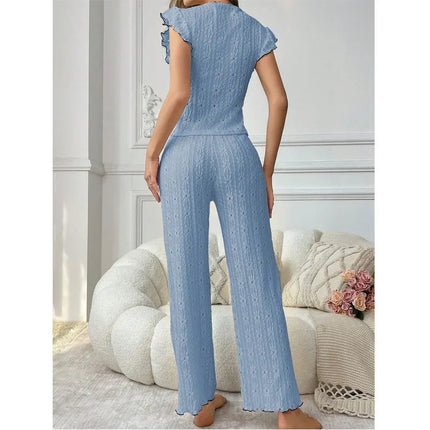 Nuovo set pigiama da donna con trama in pizzo di fascia alta, primavera ed estate, stile europeo e americano