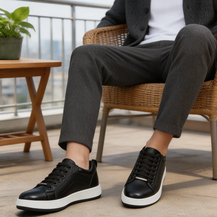 Desai Men's 2026 Autumn Lace‑up Leather Shoes Low Top Casual Skate Sneakers Wear‑resistant Sole For Business Daily Wear