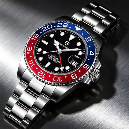 Orologio Meccanico di Lusso da Uomo PAGANI DESIGN 2026 con Ghiera Pepsi Cola da 40MM, Cinturino Jubilee in Acciaio Inossidabile, Impermeabile, Automatico, Regalo per Uomo