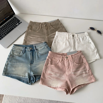 SINGREINY Women's Gradient Denim Shorts, High Quality, Aesthetic, Casual, Comfortable, American Retro Style, Basic, Beach