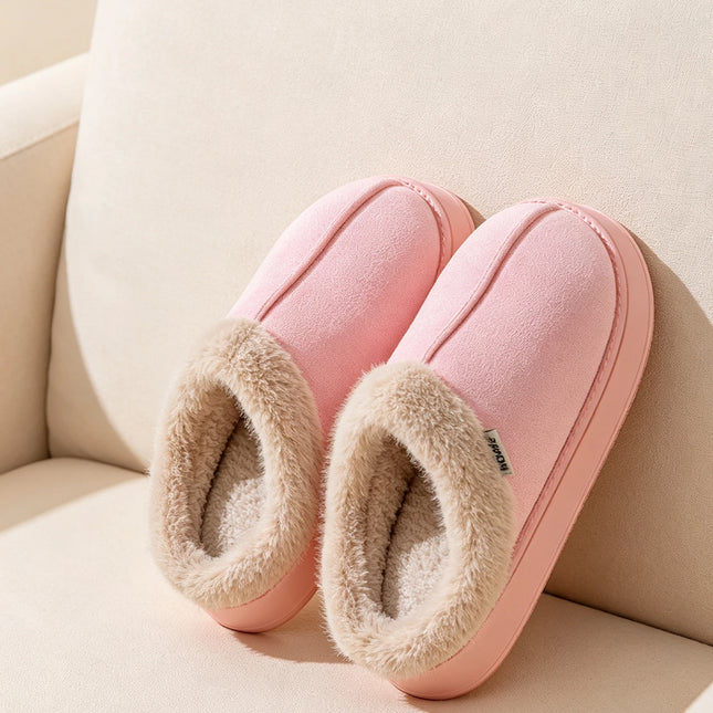 Men's Winter Plush Slippers, Thick Sole Closed-Toe, Warm Sherpa Lining, Non-Slip Indoor/Outdoor Home Shoes for Couples
