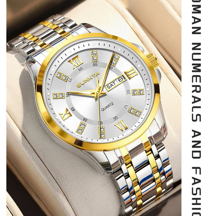 SUNKTA Orologio da Donna con Diamanti, Moda Creativa, Acciaio Impermeabile, Orologio al Quarzo Casual Luminoso con Bracciale platinumshop
