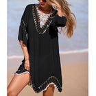 Copricostume da spiaggia allacciato senza schienale alla moda, abito trasparente con scollo a V colorato con gancio a mano in pizzo per donna platinumshop