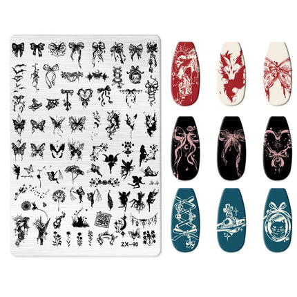 Flowers Love Nail Stamping Newspaper Splice Theme Irregular Stamping Plates Letter Nail Art Printing Stencil Tool Big Size Tools