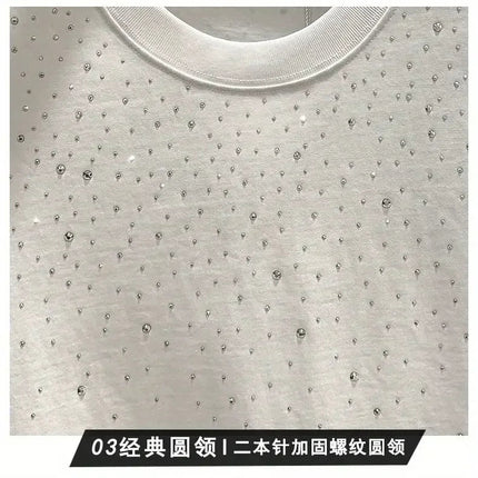 New Luxury Men's T-shirt Hot Diamond Printed Half Sleeve Fashion Round Neck Casual Summer High-end Men Tops T Shirts PlatiNum