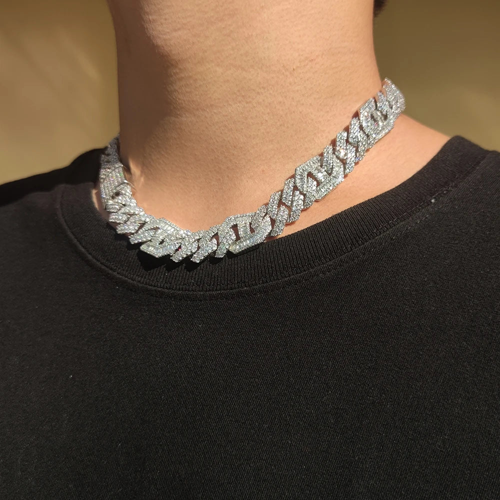 Hip Hop 15mm Iced Out catena a maglia cubana Shiny CZ Stone Pink collana cubana con naso di maiale placcato a due colori per donna uomo