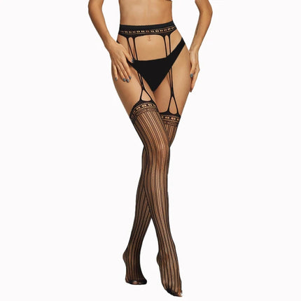 Women Sexy Body Stocking Soft Lace Thigh High Stockings + Garter Belt Over Knee Floral Tights Fit Dropship