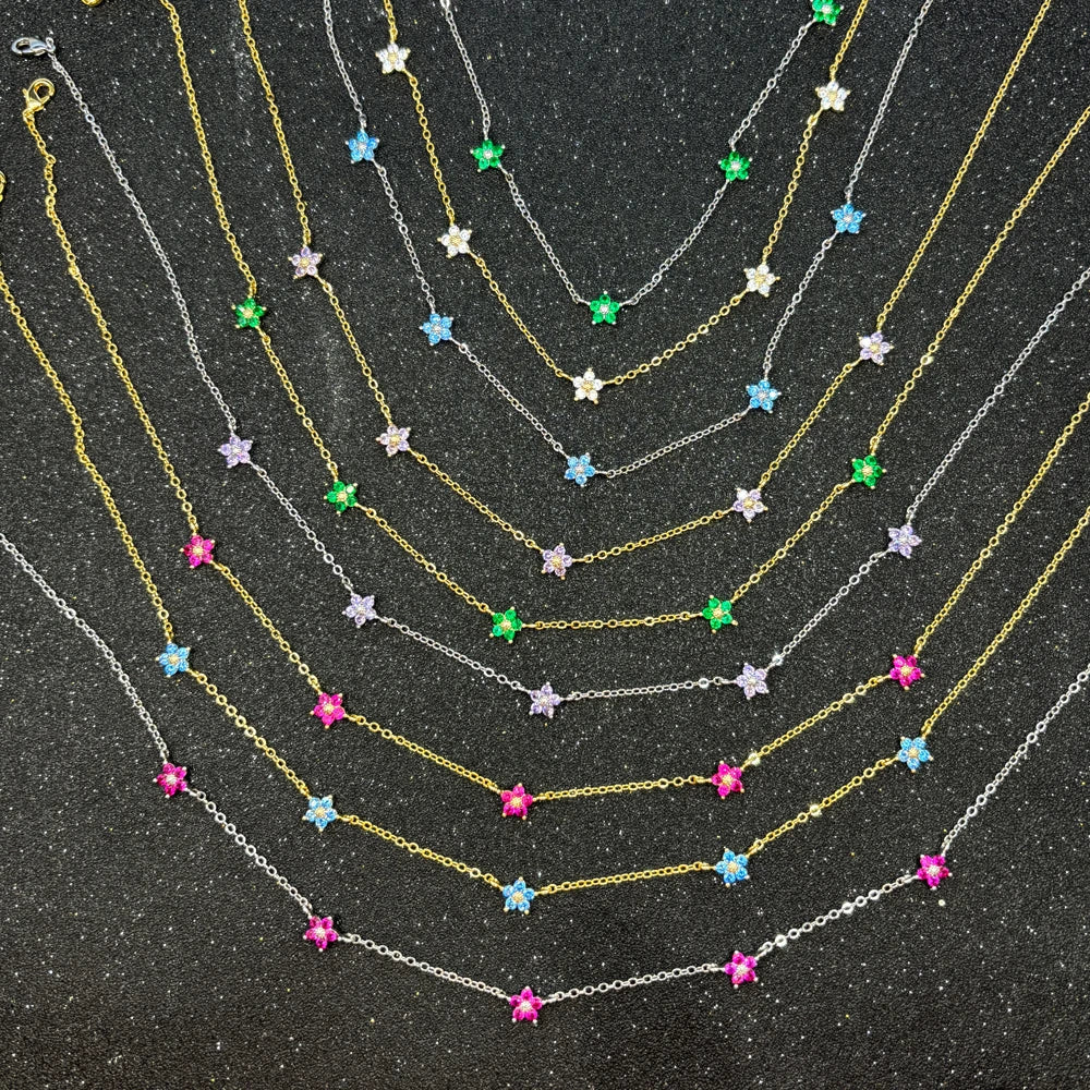 Moda colorata cubic zirconia 5 pezzi collana di fiori per le donne girocollo catena clavicola regali di gioielli da sposa