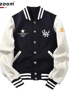 Supzoom New Arrival Letter Rib Sleeve Cotton Top Fashion Logo Single Breasted Casual Print Baseball Jacket Loose Cardigan Coat