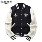 Supzoom New Arrival Letter Rib Sleeve Cotton Top Fashion Logo Single Breasted Casual Print Baseball Jacket Loose Cardigan Coat