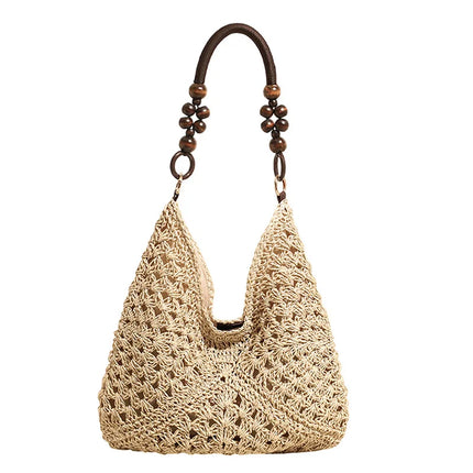 Women's Woven Straw Tote Bag Large Capacity, Summer Beach Vacation Bag, Fashionable Shoulder Bag for Commuting