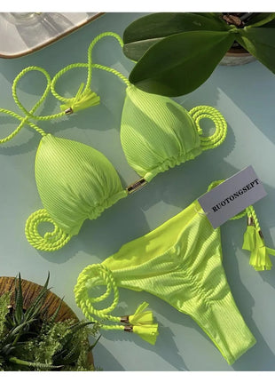 RUOTONSEPT Sexy Braiding rope Bandage Bikini Set Women's Swimsuit Two-piece Triangle Swimwear Bathing Suit Brazilian Biquinis platinumshop