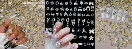 12Grid 3D Halloween Punk Retro Alloy Cross Nail Charms Y2k Gothic Metal Gun Black Silver Skull,Cross Nail Art DIY Cool Nail Part