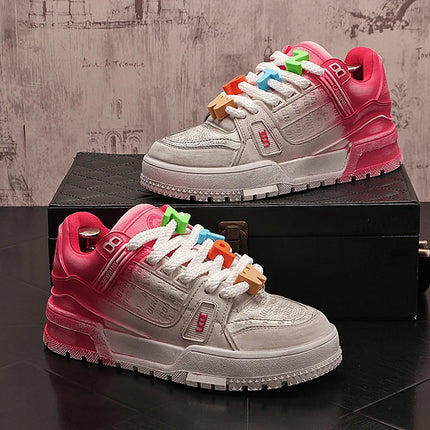Sneakers Casual Mens Designer Bling Punk Board Shoes Fashion Split Leather Breathable Height Increased Flat Platform Sport Shoes