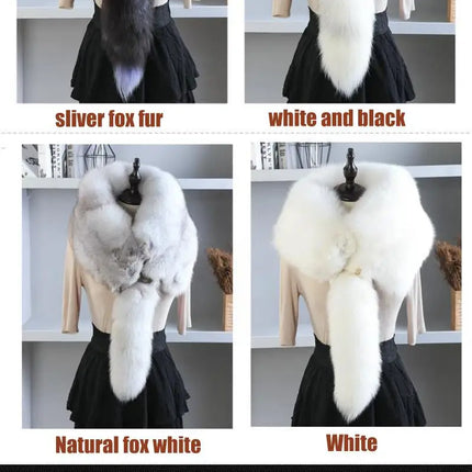 Unisex Real Fur Fox Scarf Men Woman Winter Warm Natural Fur Shawl Soft Headscarf Super big Gray Silver Fox Scarf Fur Accessories