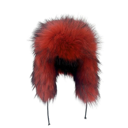 Y2K Fluffy Popular Russian Female Round Earflap Cap Faux Fur Winter Warm Hat For Women Faux Fox Raccoon Fur Beanies Bomber Gorra