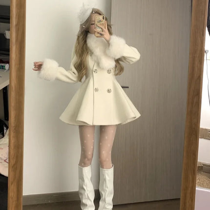 New Thicked Warm Jackets Y2k Slim Waist Subcultural American Tops Mujer Overcoat Woolen Coat Women 2026 Autumn Winter