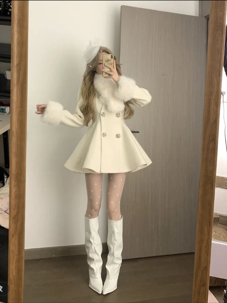 New Thicked Warm Jackets Y2k Slim Waist Subcultural American Tops Mujer Overcoat Woolen Coat Women 2026 Autumn Winter