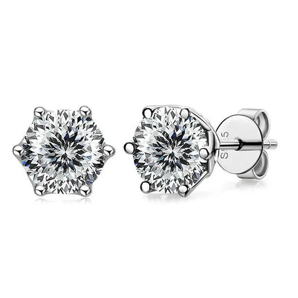 Real 1 CT D Color Moissanite Stud Earrings For Women Top Quality 925 Sterling Silver Sparkling Wedding Jewelry PlatiNum