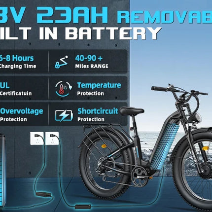 Bicicletta Elettrica FREESKY 540 per Adulti, 2000W, 26 Pollici, Batteria al Litio 48V23A, Pneumatici Larghi da Montagna, E-Bike ad Alta Velocità