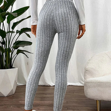 Casual Every Day Stretchy Women Drawstring Leggings High Waist Solid Color Breathable Sports Leggings Soft Comfortable Colthing PlatiNum