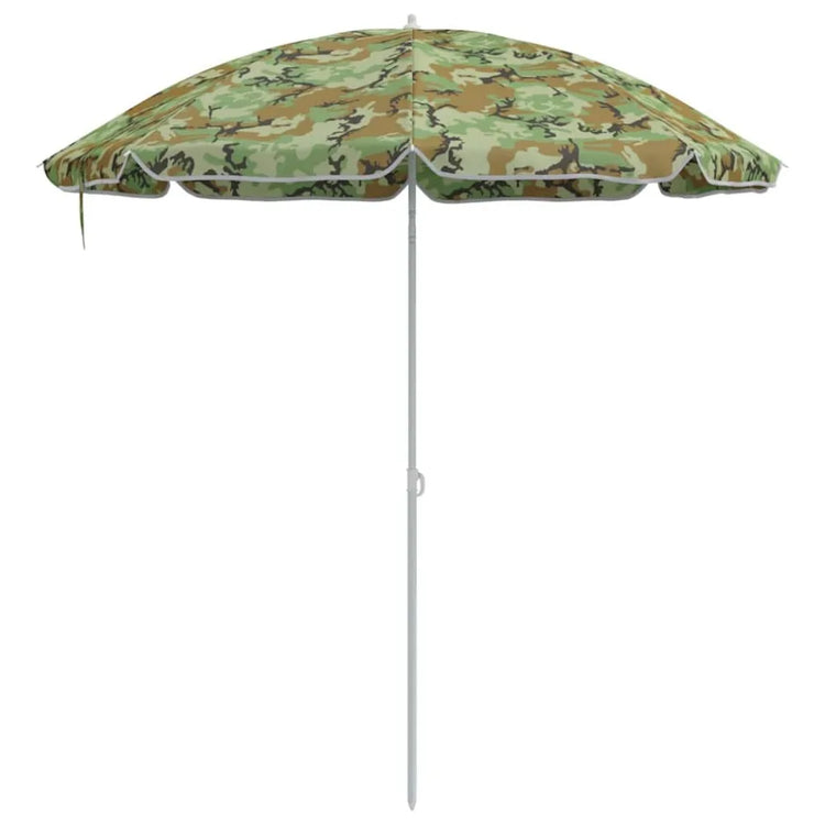 Ombrellone da spiaggia mimetico 263x263 cm, protezione UV, in metallo resistente, portatile, facile da montare, ideale per le attività all'aperto