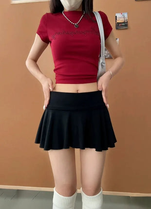 Minigonne Arricciate alla Moda con Vita Alta, Gonne Sportive Slim da Yoga per Donne, Abbigliamento Femminile Estivo Y2K Casual Anti-Esposizione