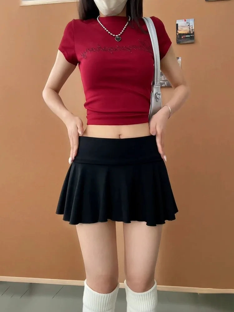 Minigonne Arricciate alla Moda con Vita Alta, Gonne Sportive Slim da Yoga per Donne, Abbigliamento Femminile Estivo Y2K Casual Anti-Esposizione