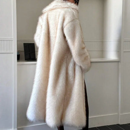 ZADORIN 115cm Long Faux Fox Fur Coat Woman High Street Warm Furry Jacket Faux Fur Coats Woman Winter Clothes White Fur Faux Coat